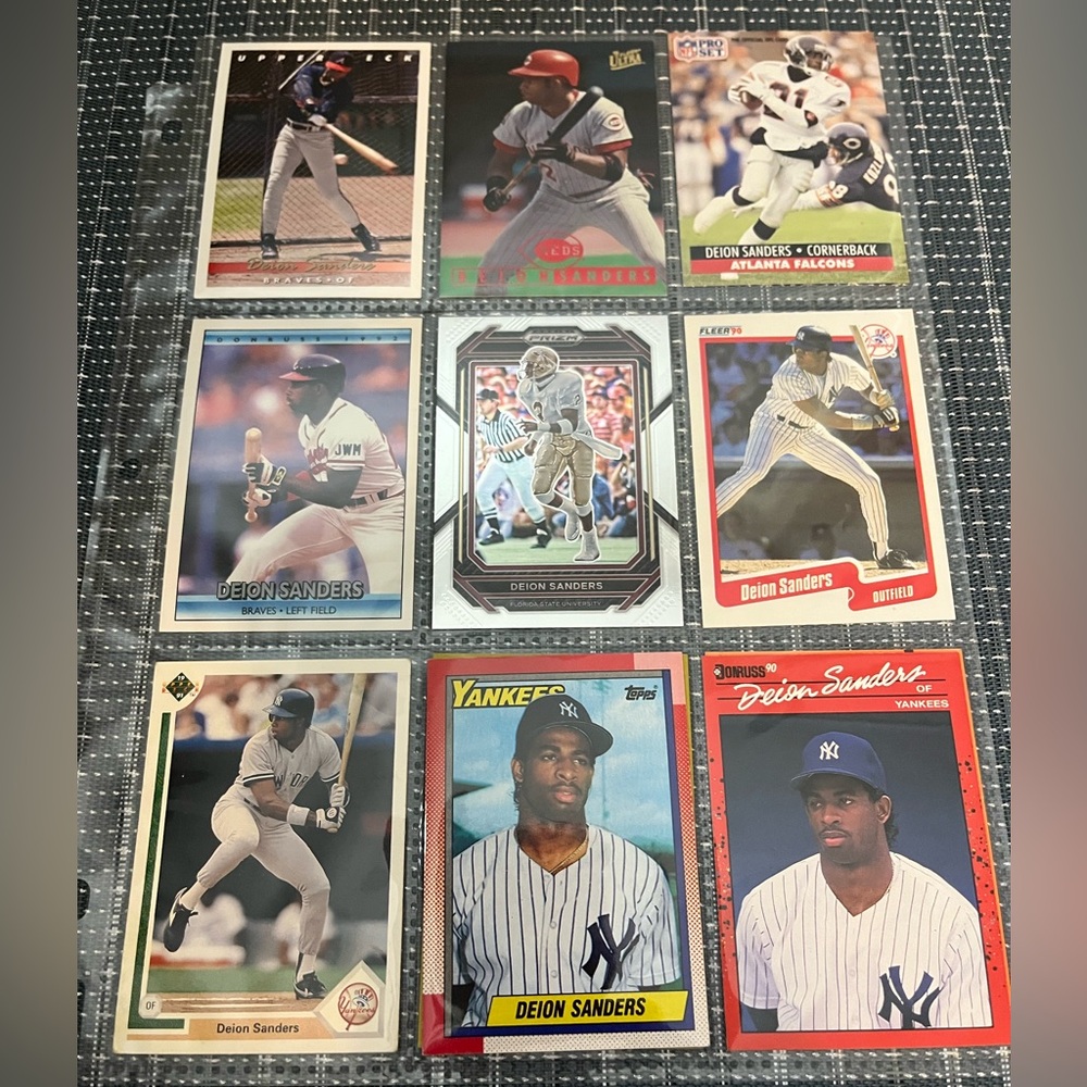 🏈 Deion Sanders NFL Football & Baseball Sports Traded Card Collection - Lot of 9